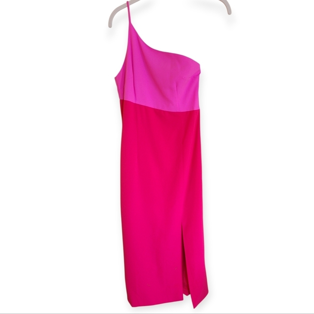 Petal & Pup Xiomar One Shoulder Midi Dress Pink Red Size 0 Wedding Shower Event - Picture 4 of 12
